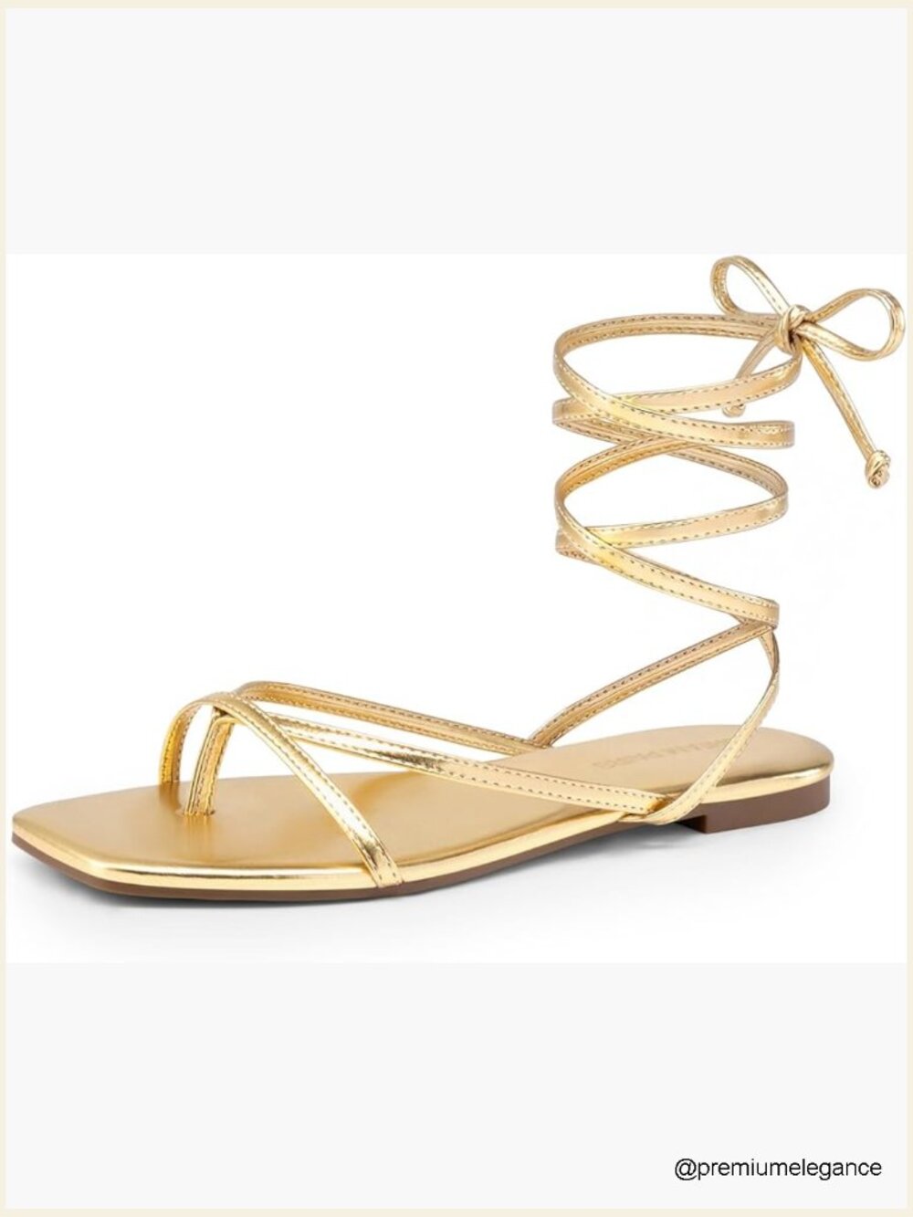 Women's Lace Up Gladiator Flat Sandals Square Toe Walking Sandals